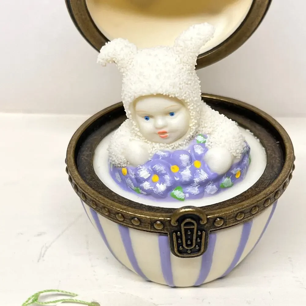 Department 56 Snowbunnies Sweet Violet Hinged Egg Box